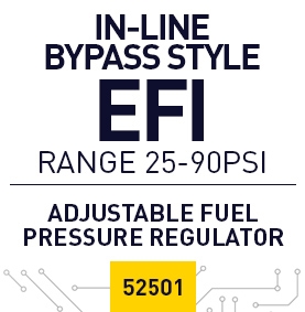 In-Line EFI Fuel Pressure Regulator with 6AN Inlet and 6AN Return 25-90 PSID - 52501