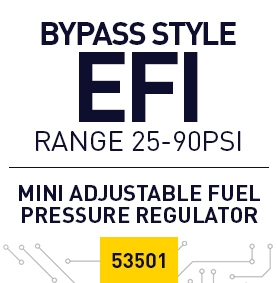 Mini Fuel Pressure Regulator with Return 6AN Inlets Standard Seat EFI 25-90 PSID - 53501