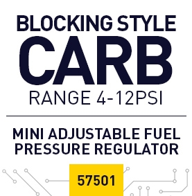 Mini Fuel Pressure Regulator 6AN Inlet / (2) -6AN Outlets/ Large Seat / 4-12 PSI Pressure Range - 57501