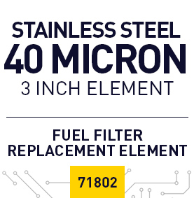 71802 Short (3 inch) 40 micron / Stainless Steel Element