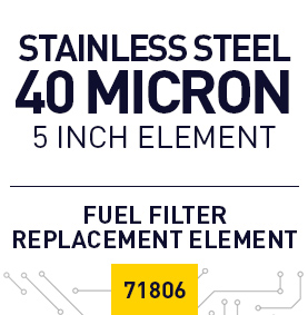 71806 Long (5 inch) 40 micron / Stainless Steel Element